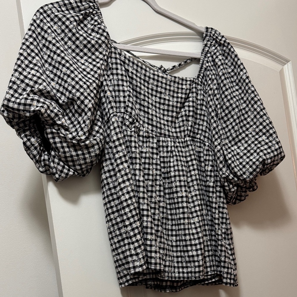Black and White Checkered Women's Top